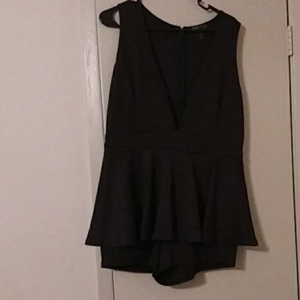 Plus Size Deep Plunge Peplum Romper
